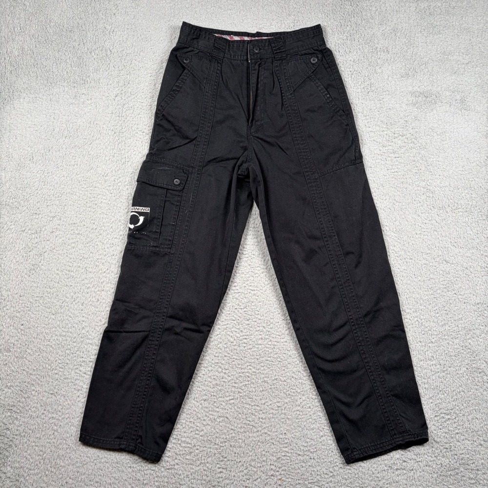 Vintage Bugle‎ Boy Non-Toxic Black Cargo Pants Mens 27M Tapered 90s Skater Retro